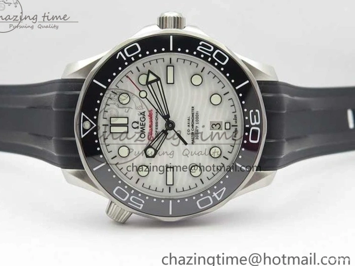 0410 2019 Seamaster Diver 300M OMF Best Edition Black Ceramic White Dial on Black Rubber Strap A WaterResistant 7938